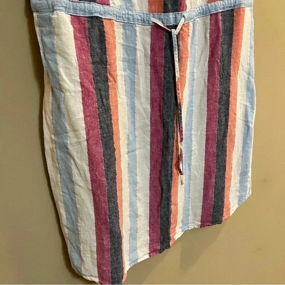 Time and Tru Linen Blend Dress Womens Medium Multicolored Short Sleeve Ladies - Picture 3 of 11